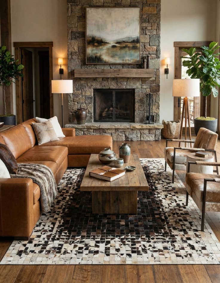 Detail image of 5' x 7' 10 Cowhide Stocks Rug