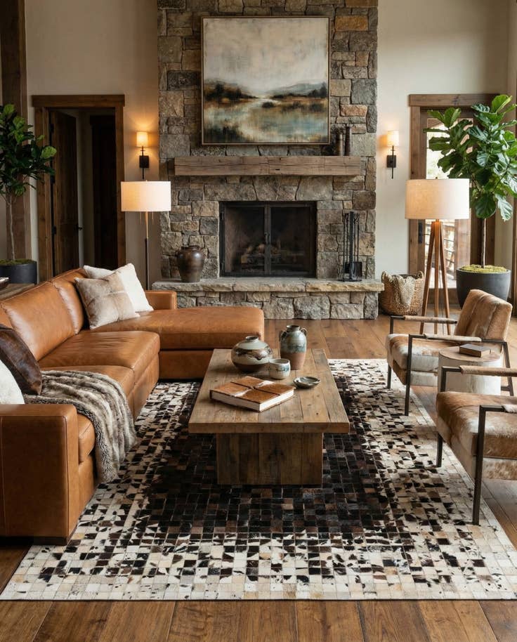 Detail image of 5' x 7' 10 Cowhide Stocks Rug