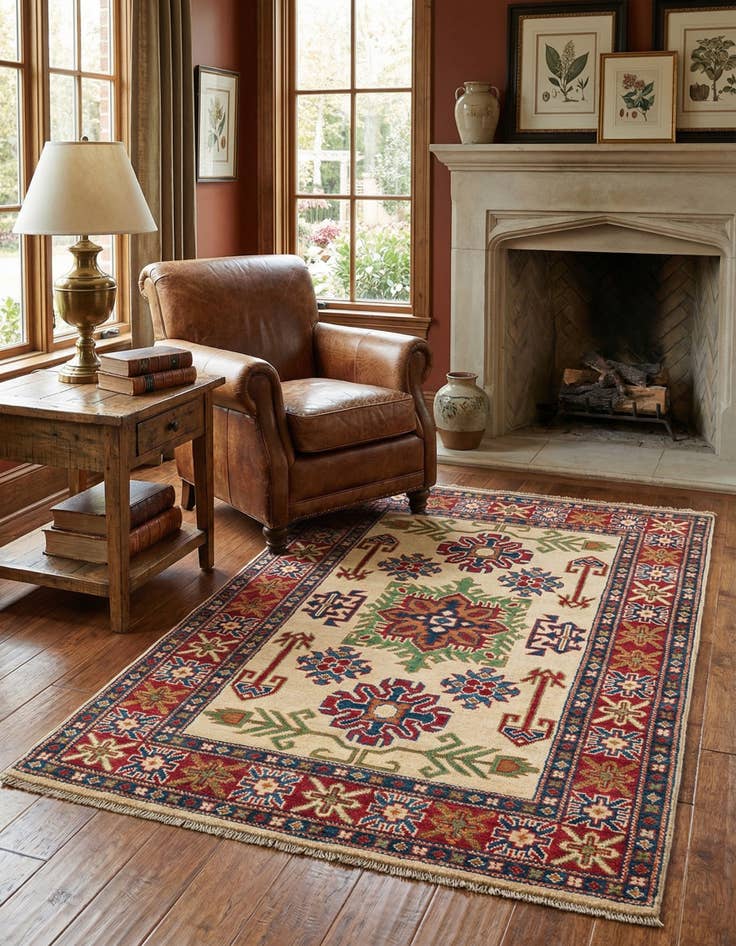 Detail image of 3' 2 x 5' 2  Hand Knotted Kazak Rug