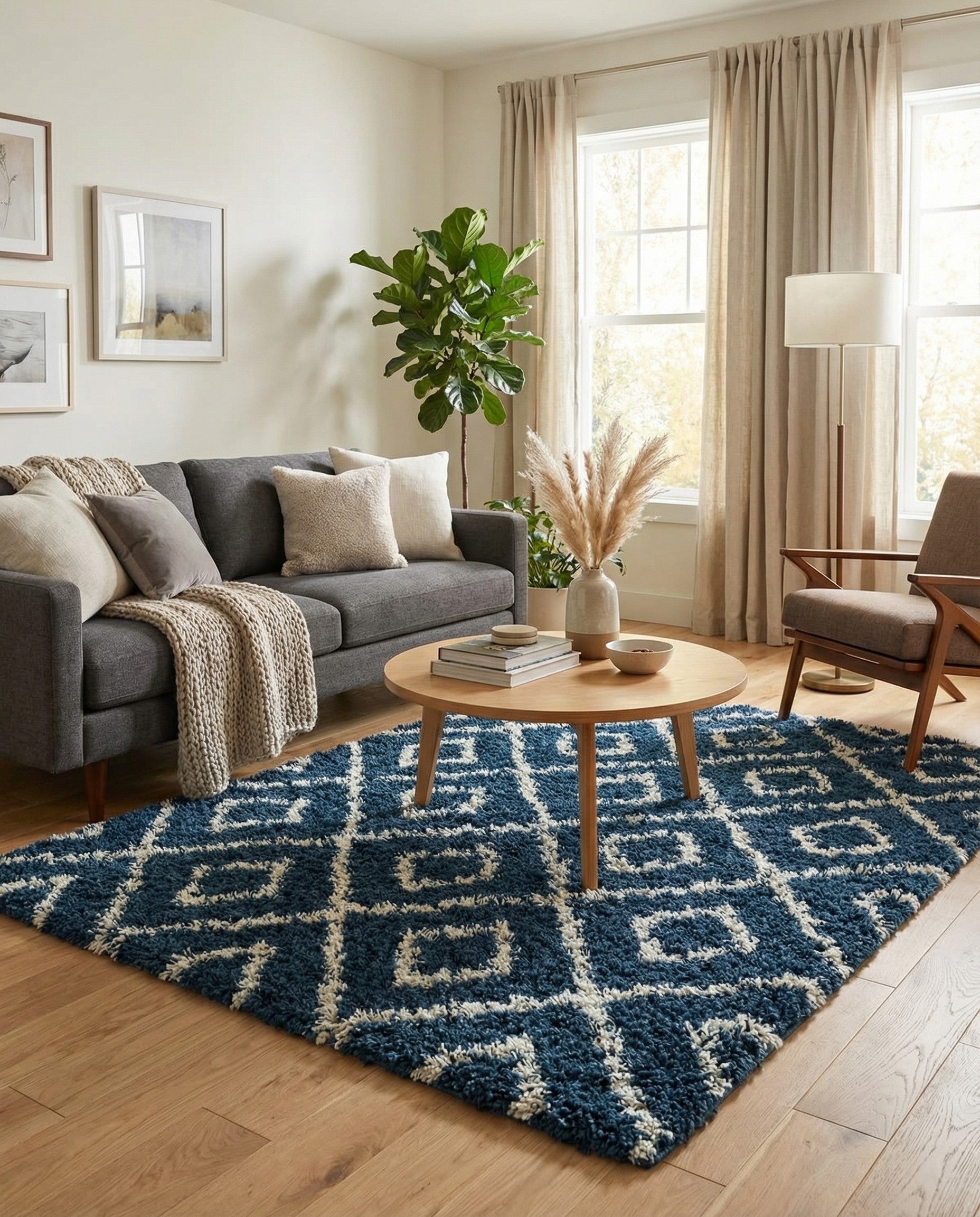  6' x 6' Lattice Shag Square Rug