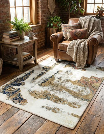 3' 5 x 4' 5 Hand Knotted Ultra Vintage Persian Wool Rug