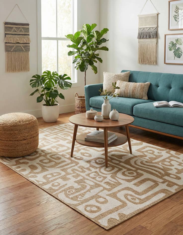 Detail image of 5' 3 x 8'  Washable Modern Indoor / Outdoor Rug