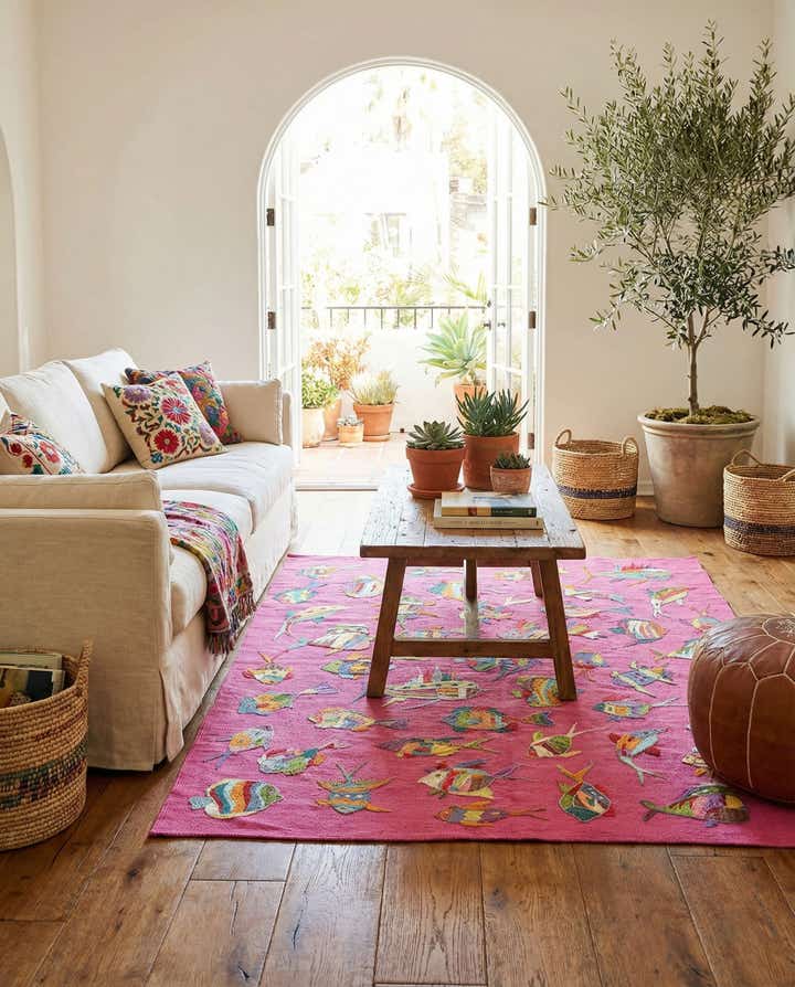 4' 2 x 5' 8 Hand Woven Kilim Suzani Wool Rug