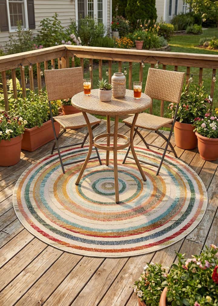 6' x 6' Easy-Clean Casablanca Indoor / Outdoor Round Rug