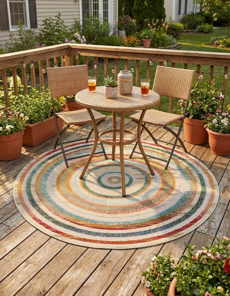 Detail image of 6' x 6' Easy-Clean Casablanca Indoor / Outdoor Round Rug