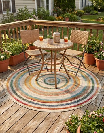 6' x 6' Easy-Clean Casablanca Indoor / Outdoor Round Rug