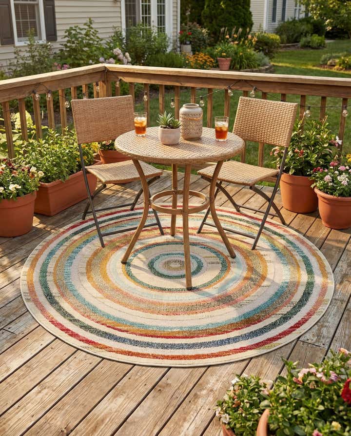 6' x 6' Easy-Clean Casablanca Indoor / Outdoor Round Rug