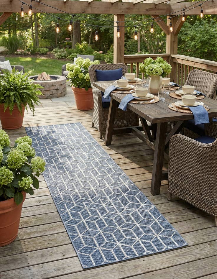 Detail image of 2' 7 x 12'  Washable Trellis Indoor / Outdoor Runner Rug