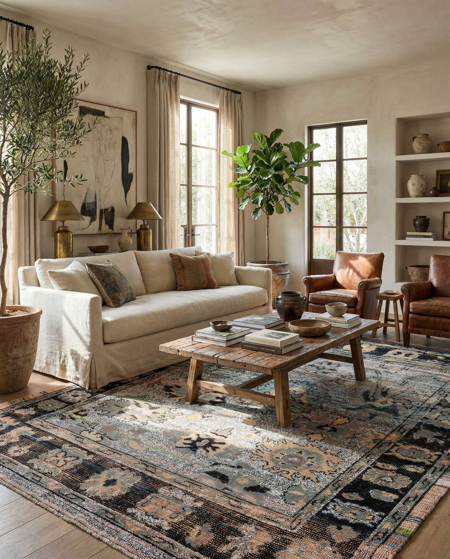 8' 1 x 9' 8 Hand Knotted Oushak Wool Rug