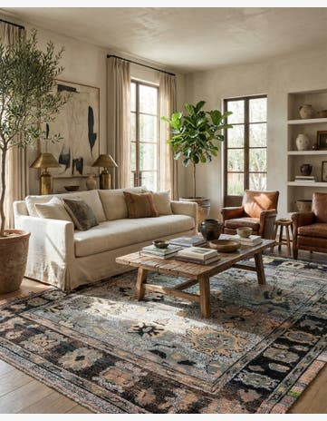 8' 1 x 9' 8 Hand Knotted Oushak Wool Rug