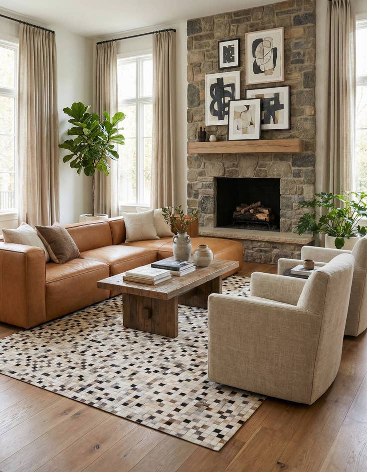 Detail image of 8' x 10' Cowhide Stocks Rug