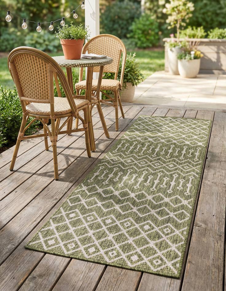 Detail image of 2' x 8'  Washable Trellis Indoor / Outdoor Runner Rug