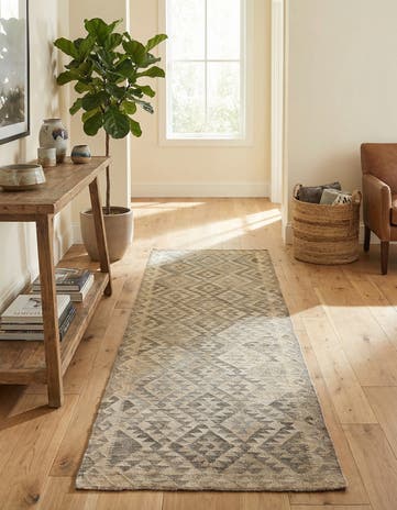 2' 10 x 9' 7 Hand Woven Kilim Maymana Wool Runner Rug