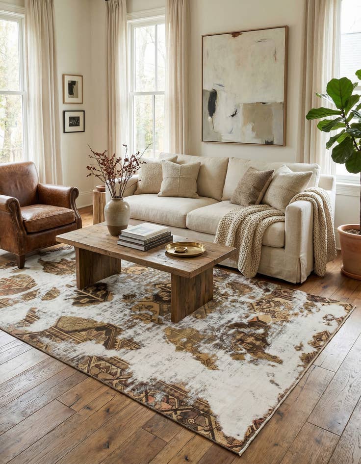 Detail image of 6' 3 x 9' 8  Hand Knotted Ultra Vintage Persian Wool Rug