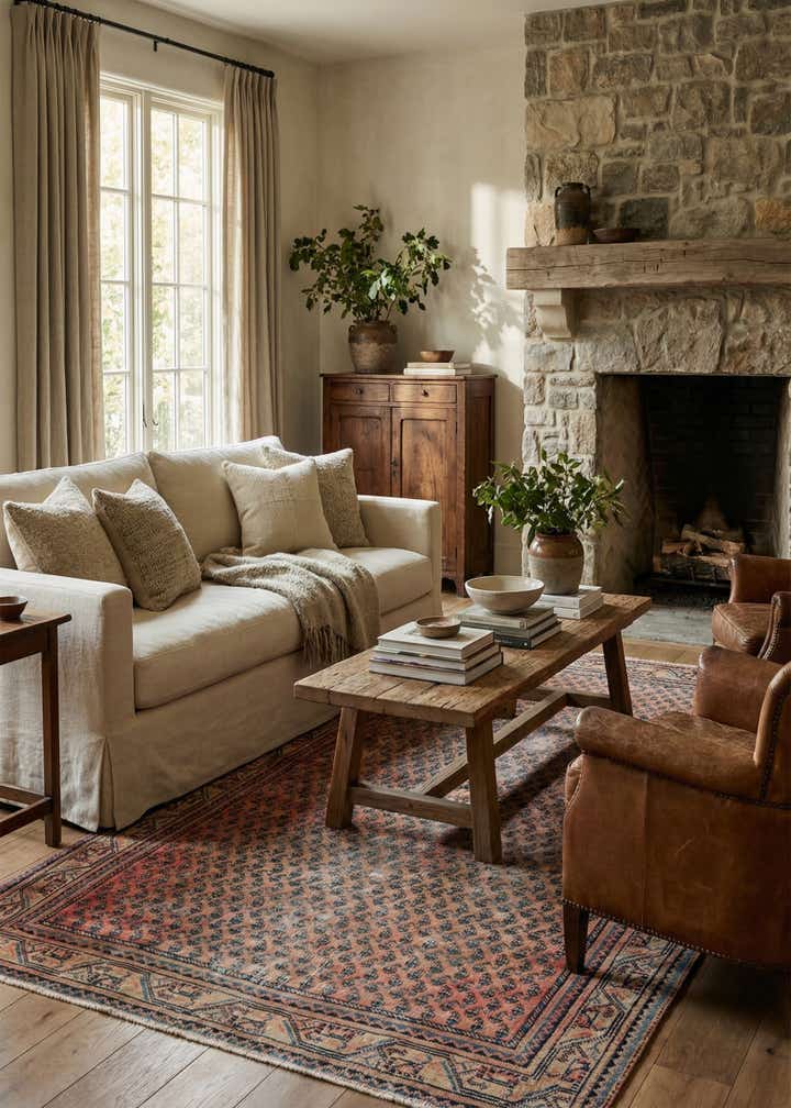 4' 3 x 6' 8 Hand Knotted Ultra Vintage Persian Wool Rug