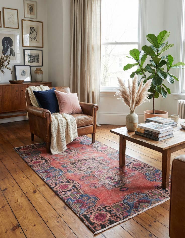 Detail image of 3' 6 x 6' 9  Hand Knotted Ultra Vintage Persian Wool Rug