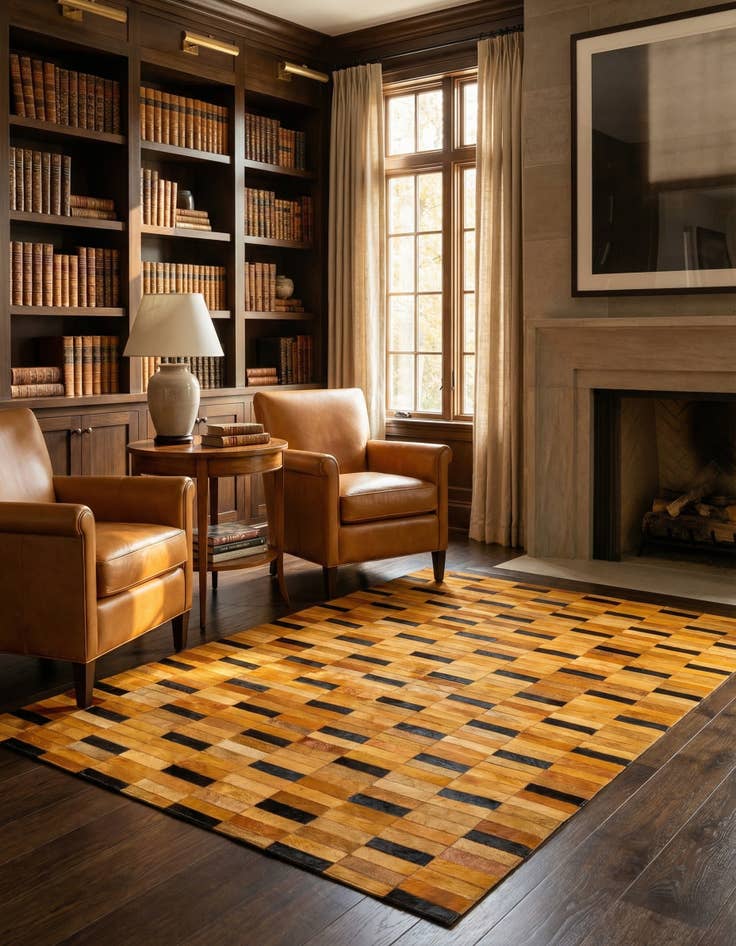 Detail image of 5' x 7' 11 Cowhide - Patchwork Rug