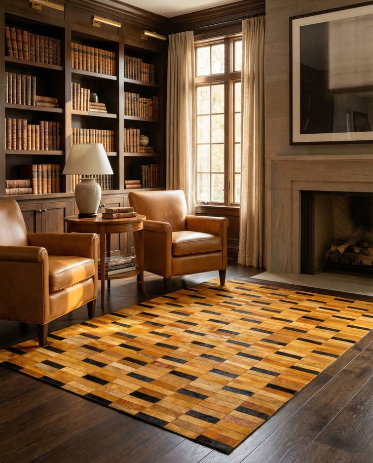 Detail image of 5' x 7' 11 Cowhide - Patchwork Rug
