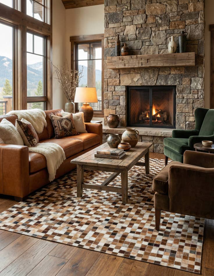 Detail image of 5' x 7' 10 Cowhide Stocks Rug