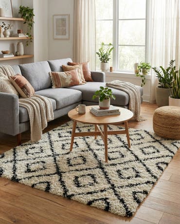  5' 3 x 5' 3 Lattice Shag Square Rug