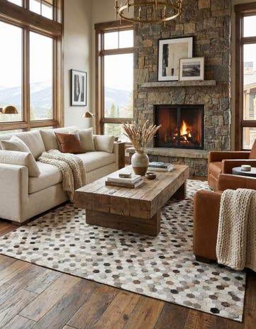 6' 8 x 10' Cowhide Stocks Rug