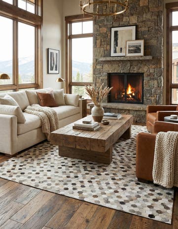 6' 8 x 10' Cowhide Stocks Rug