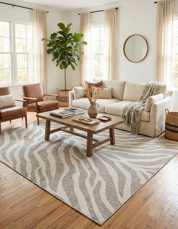 Detail image of 10' x 10'  Washable Safari Indoor / Outdoor Square Rug