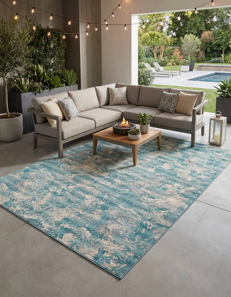 Detail image of 10' x 14'  Washable Modern Indoor / Outdoor Rug