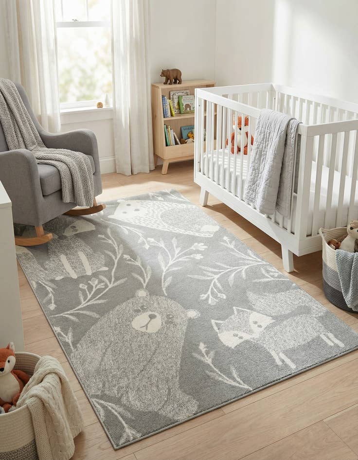 Detail image of 5' 3 x 8' Animals Whimsy Kids Rug