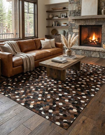 5' 1 x 8' Cowhide Leather Rug