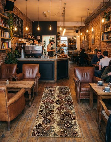Beige Cafe Runner Rug