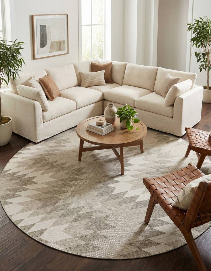 Detail image of 10' x 10'  Washable Modern Indoor / Outdoor Round Rug