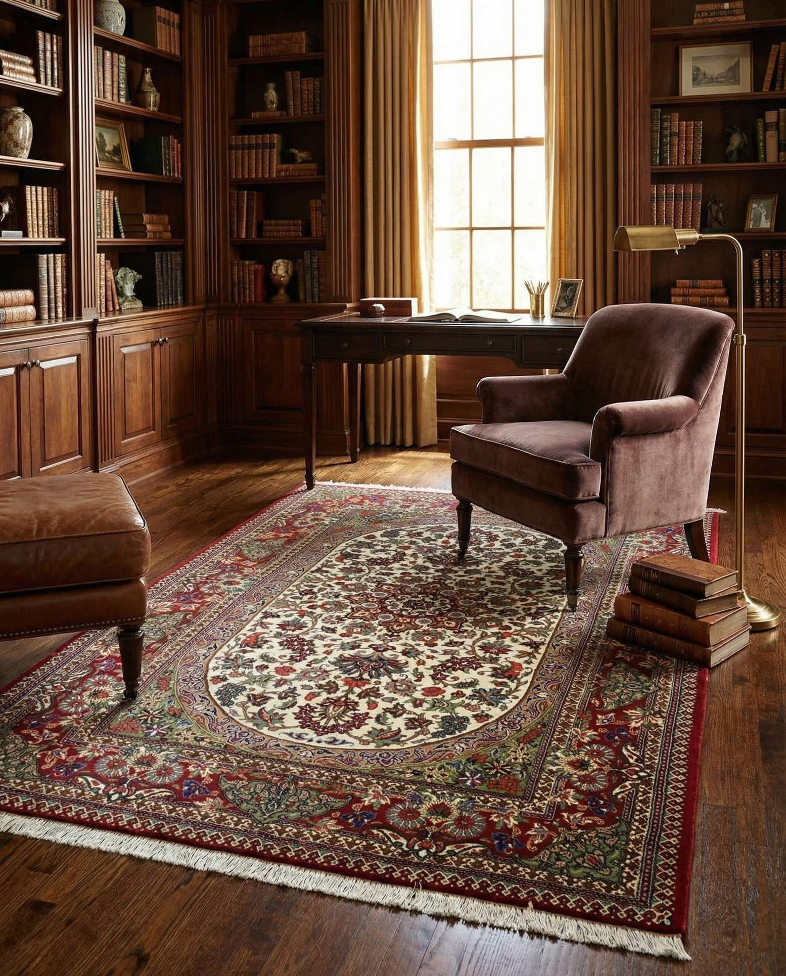 4' 7 x 7' 11 Hand Knotted Qom Persian Rug
