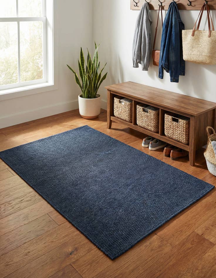 Detail image of  4' 1 x 6' 1  Washable Solid Indoor / Outdoor Rug