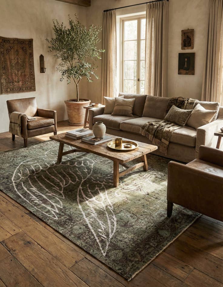 Detail image of  8' 1 x 11'  Hand Knotted Ultra Vintage Persian Wool Rug