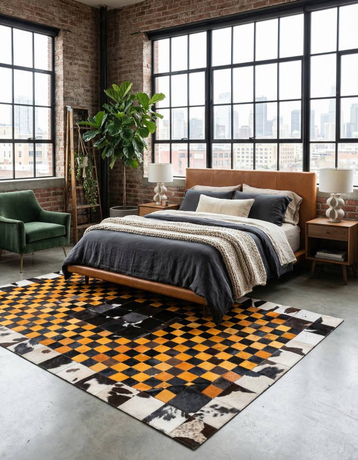 Detail image of 5' x 8' Cowhide Stocks Rug