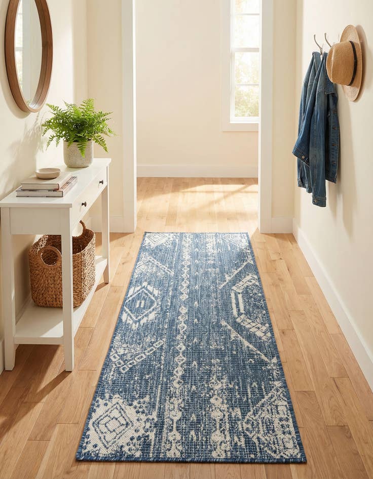 Detail image of 2' x 5' 3  Washable Bohemian Indoor / Outdoor Runner Rug