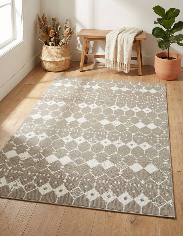 Detail image of 1' 3 x 1' 3  Washable Trellis Indoor / Outdoor Sample Rug