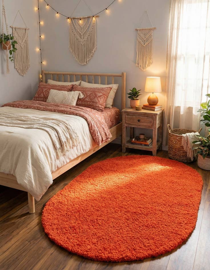 Detail image of 3' x 5' 3 Solid Shag Oval Rug