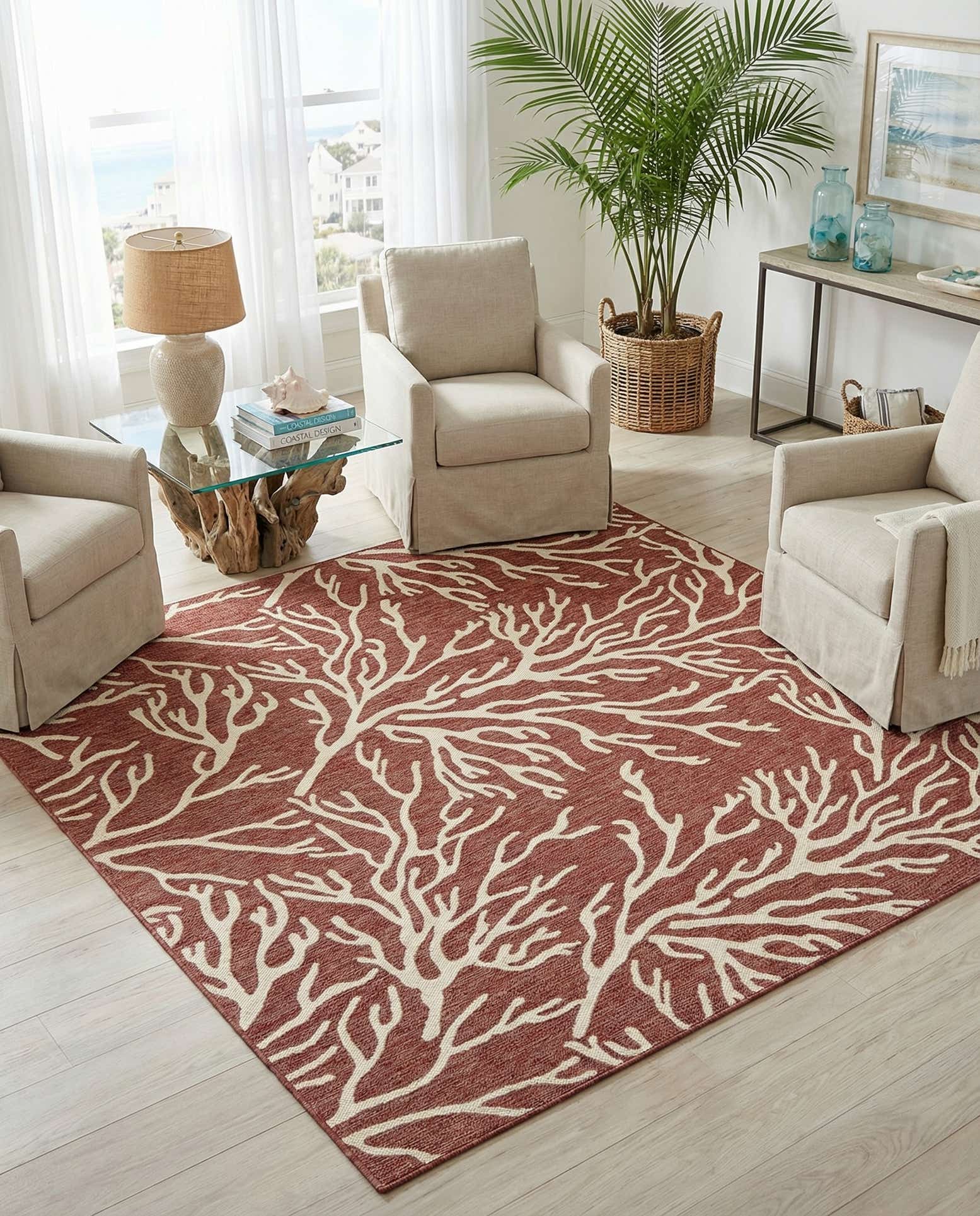 7' 10 x 7' 10 Easy-Clean Coastal Indoor / Outdoor Square Rug