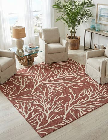 7' 10 x 7' 10 Easy-Clean Coastal Indoor / Outdoor Square Rug