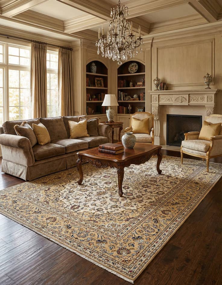 Detail image of  6' 4 x 9' 11 Kashan Wool Rug