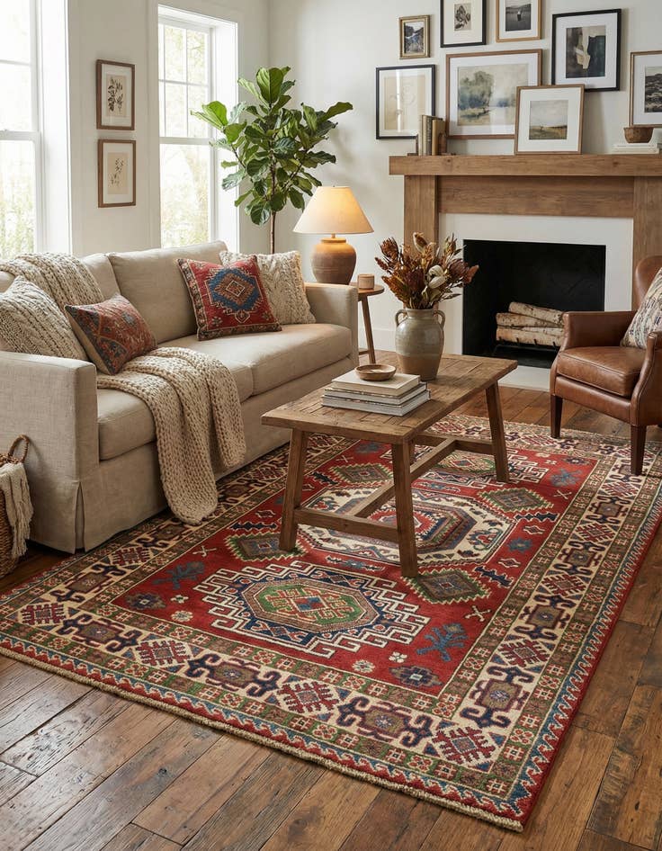 Detail image of 4' x 6'  Hand Knotted Kazak Rug