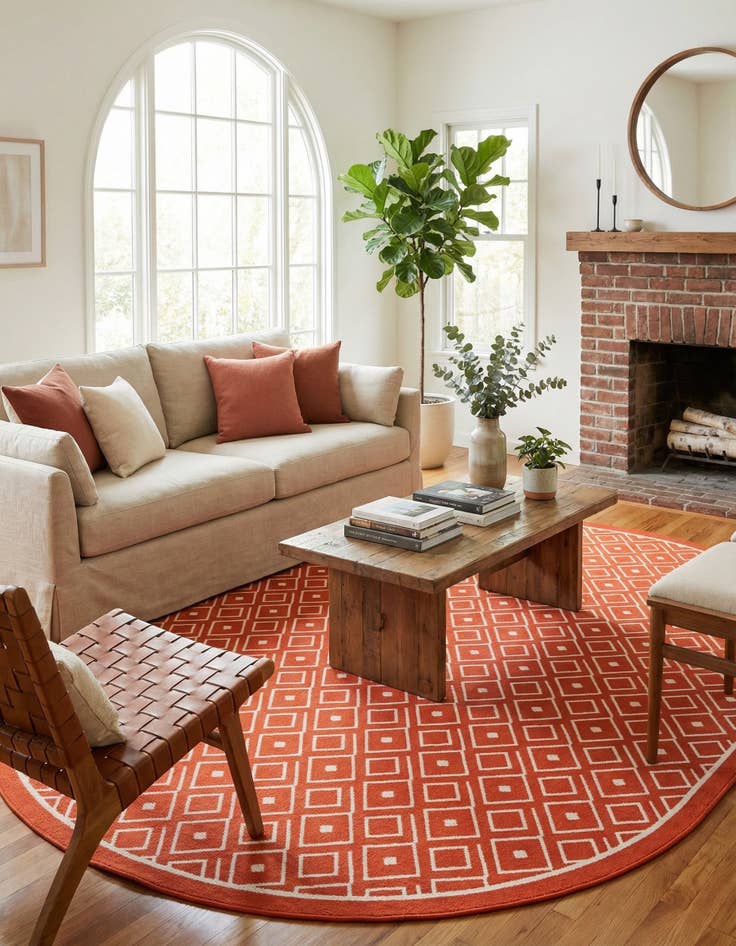 Detail image of  7' 10 x 10'  Washable Lattice Indoor / Outdoor Oval Rug