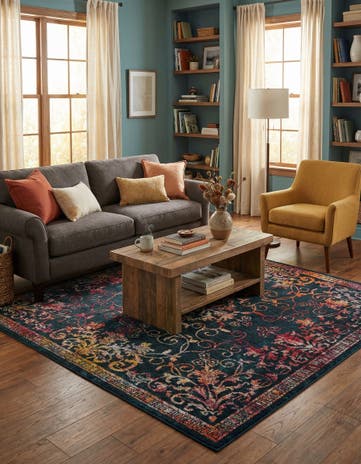 Navy Blue Madeline Square Rug