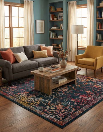 Navy Blue Madeline Square Rug