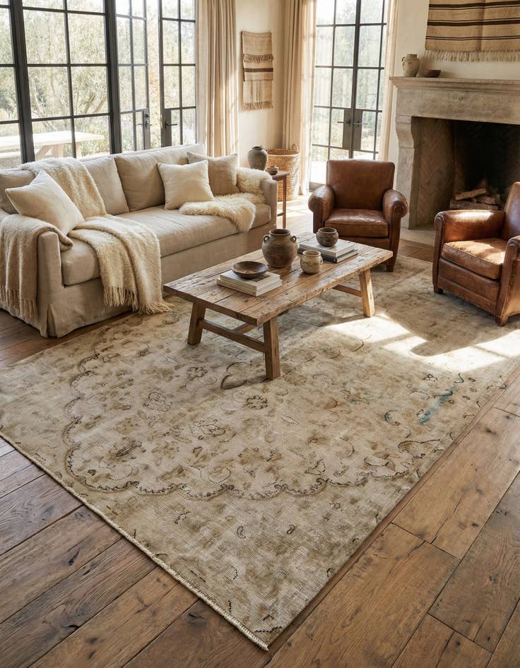 Detail image of  6' 1 x 10' 3  Hand Knotted Ultra Vintage Persian Wool Rug