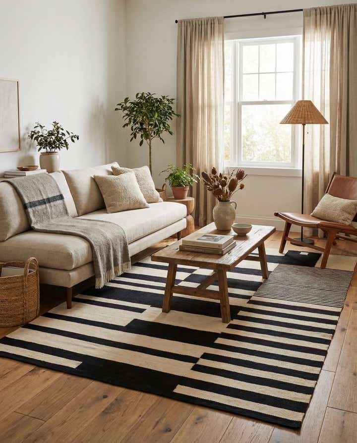 4' 10 x 6' 5 Hand Woven Kilim Modern Wool Rug