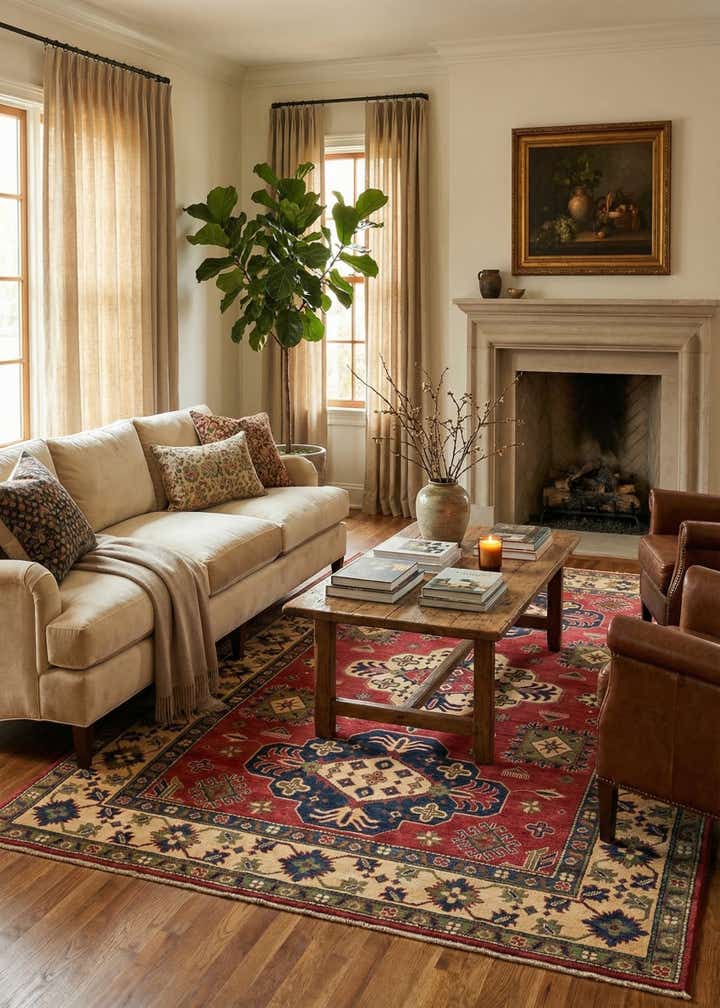 6' 1 x 9' 1 Hand Knotted Kazak Rug