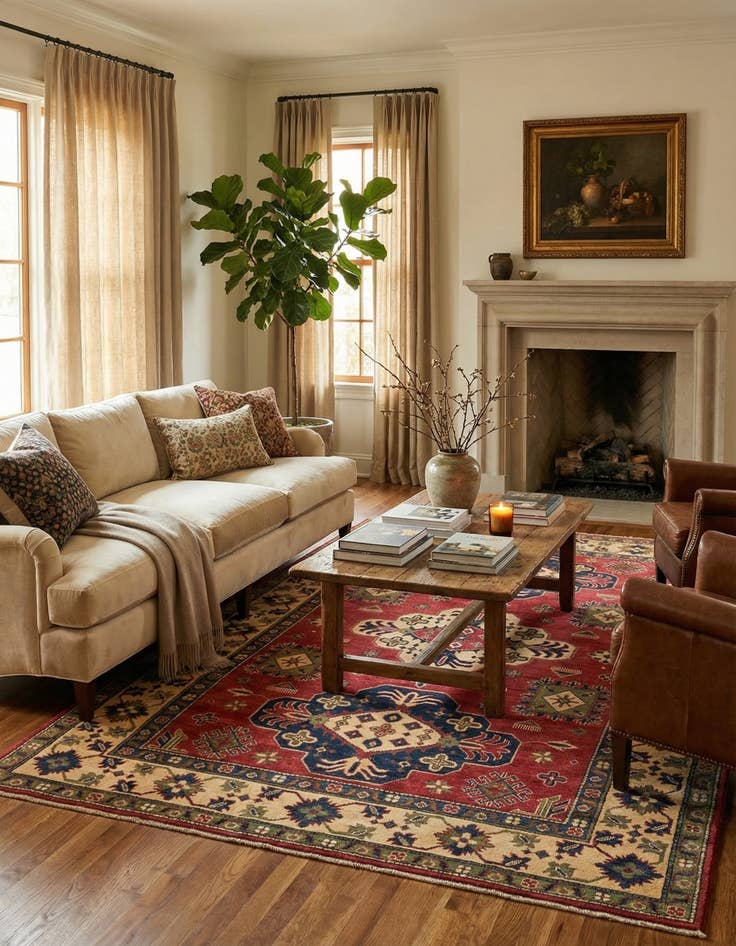 Detail image of 6' 1 x 9' 1 Hand Knotted Kazak Rug